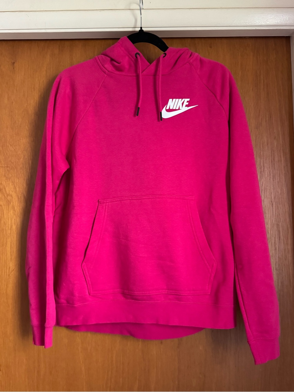 Nike Women's Hot Pink Pullover Hoodie with White Logo